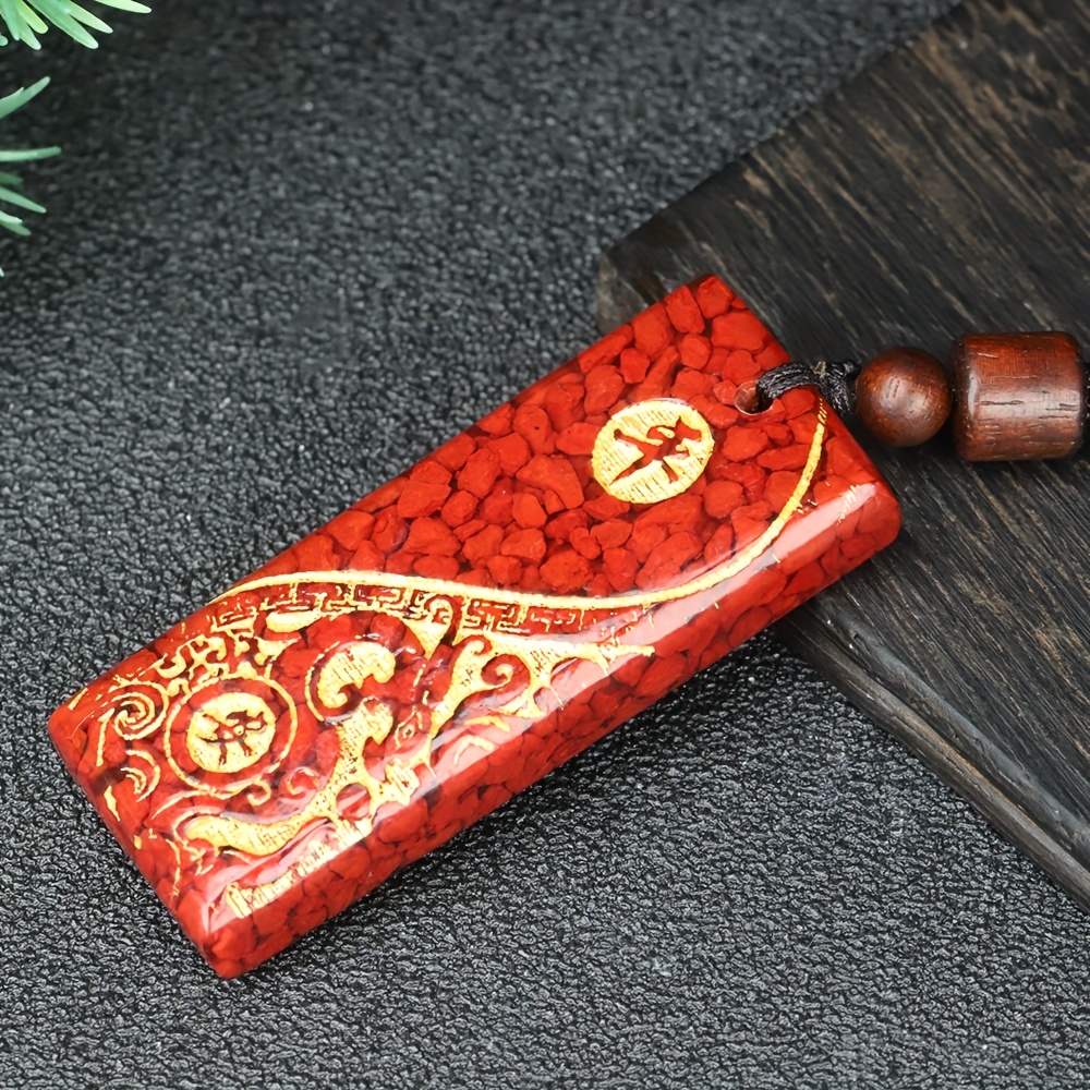 Men's Imperial Cinnabar Peace Pendant Necklace